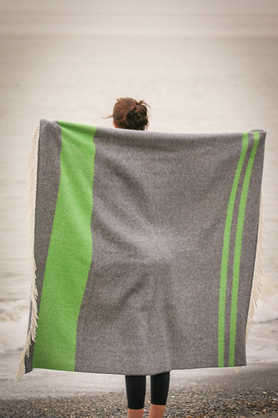 Green And Grey Cashmere And Merino Throw