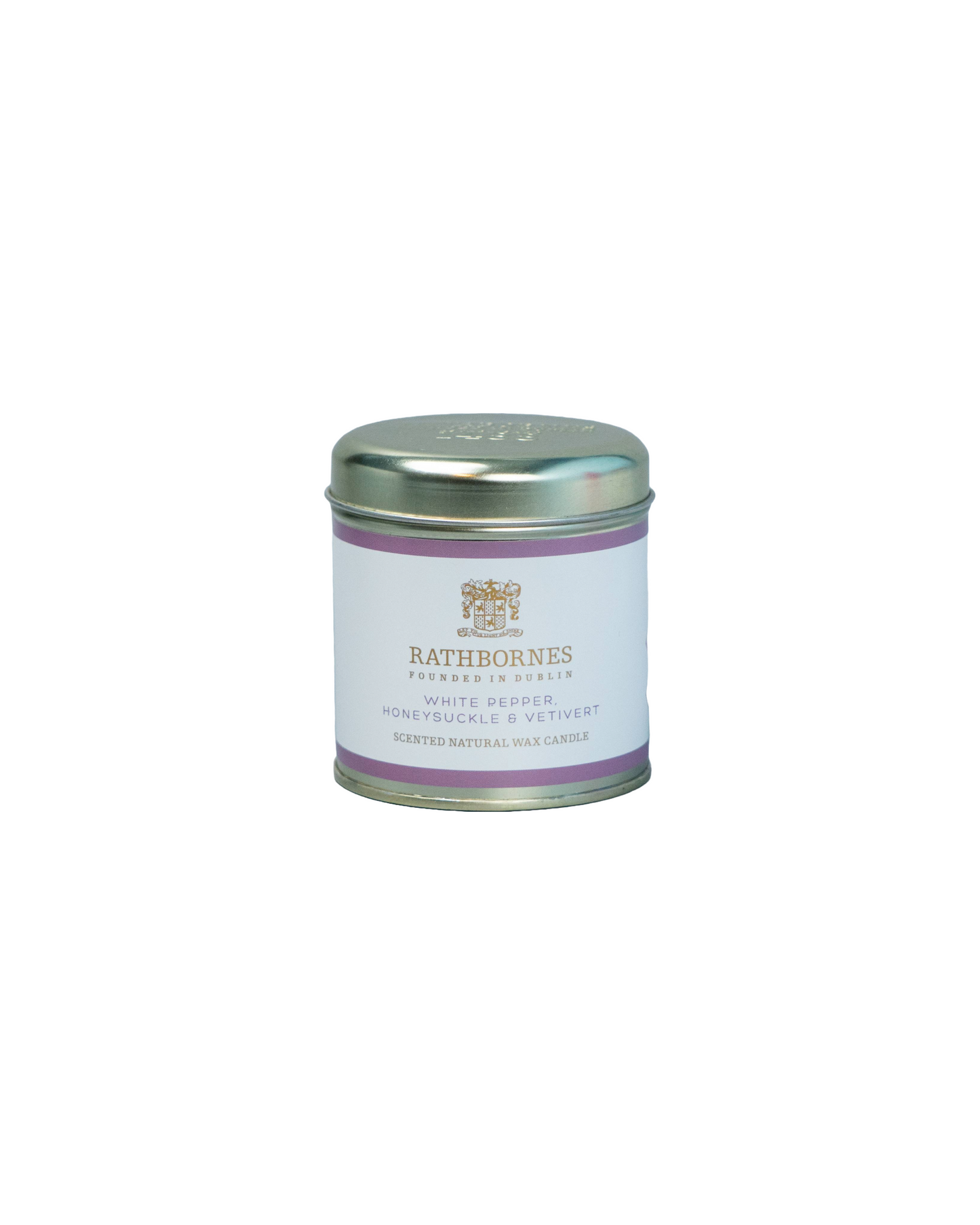 White Pepper, Honeysuckle & Vetivert Scented Natural Candle Tin